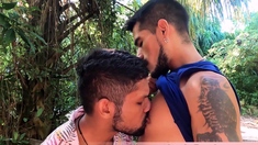 Secret spot for three amateur latin gays by the beach