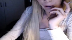 Attractive Blonde T-Girl masturbating Live at Webcam Part 5