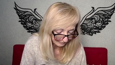 Blonde amateur MILF with glasses chatting on webcam show