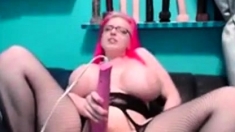 Pink-haired Silicone Webcam Princess Pleasures Her Cunt