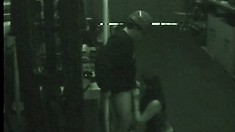 Daring couple gets caught having oral sex by a security camera