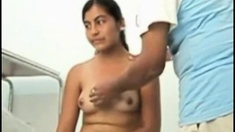 Hot girl showing her tits to doctor
