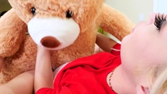 Cute blonde fucks with her teddy bear